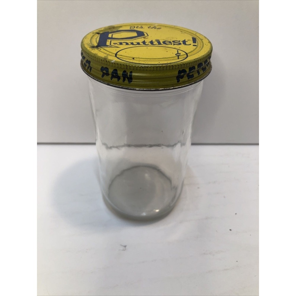 Peter Pan P-Nuttiest Jar and Lid 1960s‎ Vintage Clear Glass MCM